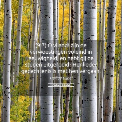 Picture 05 - Psalmen 9:6 NLD - (9:7) O vijand! zijn de verwoestingen voleind in - Bible Verse Picture