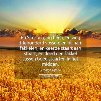 Picture 05 - Richtere 15:4 NLD - En Simson ging heen, en ving driehonderd vossen; - Bible Verse Picture
