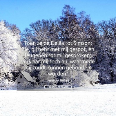 Picture 05 - Richtere 16:10 NLD - Toen zeide Delila tot Simson: Zie, gij hebt met - Bible Verse Picture
