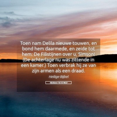 Picture 05 - Richtere 16:12 NLD - Toen nam Delila nieuwe touwen, en bond hem - Bible Verse Picture
