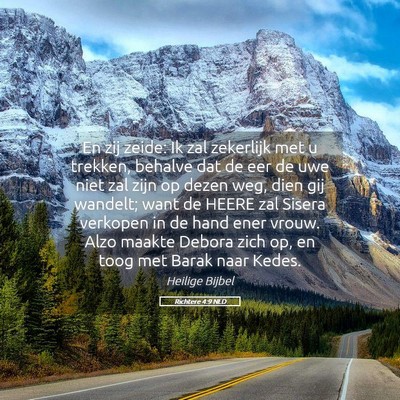 Picture 05 - Richtere 4:9 NLD - En zij zeide: Ik zal zekerlijk met u trekken, - Bible Verse Picture