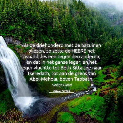 Picture 05 - Richtere 7:22 NLD - Als de driehonderd met de bazuinen bliezen, zo - Bible Verse Picture