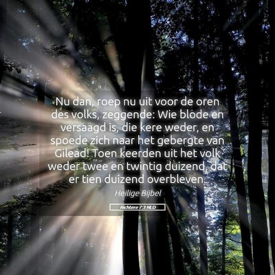 Picture 05 - Richtere 7:3 NLD - Nu dan, roep nu uit voor de oren des volks, - Bible Verse Picture