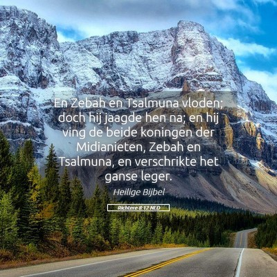 Picture 05 - Richtere 8:12 NLD - En Zebah en Tsalmuna vloden; doch hij jaagde hen - Bible Verse Picture