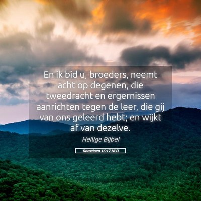Picture 05 - Romeinen 16:17 NLD - En ik bid u, broeders, neemt acht op degenen, die - Bible Verse Picture