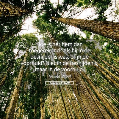 Picture 05 - Romeinen 4:10 NLD - Hoe is het hem dan toegerekend? Als hij in de - Bible Verse Picture