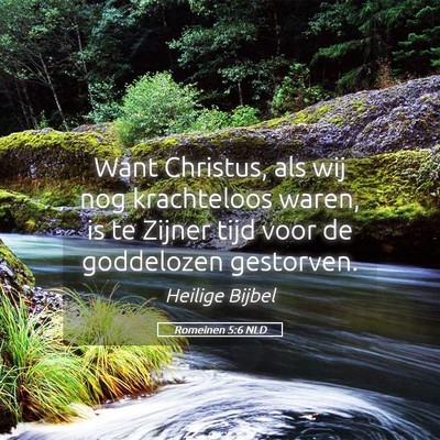 Picture 05 - Romeinen 5:6 NLD - Want Christus, als wij nog krachteloos waren, is - Bible Verse Picture