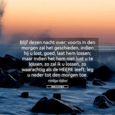 Picture 05 - Ruth 3:13 NLD - Blijf dezen nacht over; voorts in den morgen zal - Bible Verse Picture