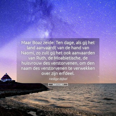Picture 05 - Ruth 4:5 NLD - Maar Boaz zeide: Ten dage, als gij het land - Bible Verse Picture