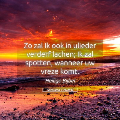 Picture 05 - Spreuken 1:26 NLD - Zo zal Ik ook in ulieder verderf lachen; Ik zal - Bible Verse Picture