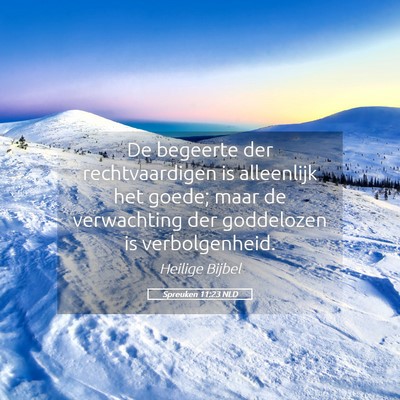 Picture 05 - Spreuken 11:23 NLD - De begeerte der rechtvaardigen is alleenlijk het - Bible Verse Picture