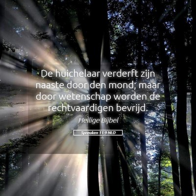 Picture 05 - Spreuken 11:9 NLD - De huichelaar verderft zijn naaste door den mond; - Bible Verse Picture