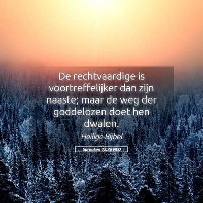 Picture 05 - Spreuken 12:26 NLD - De rechtvaardige is voortreffelijker dan zijn - Bible Verse Picture