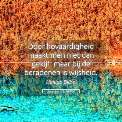 Picture 05 - Spreuken 13:10 NLD - Door hovaardigheid maakt men niet dan gekijf; - Bible Verse Picture