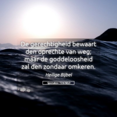 Picture 05 - Spreuken 13:6 NLD - De gerechtigheid bewaart den oprechte van weg; - Bible Verse Picture