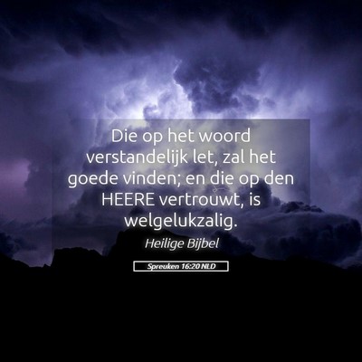 Picture 05 - Spreuken 16:20 NLD - Die op het woord verstandelijk let, zal het goede - Bible Verse Picture