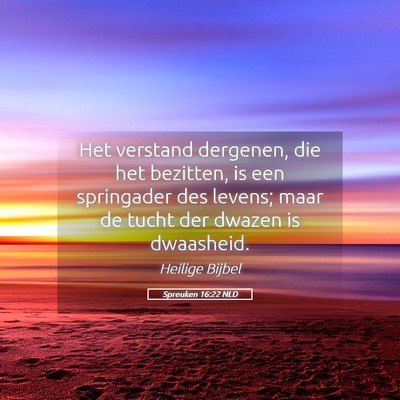 Picture 05 - Spreuken 16:22 NLD - Het verstand dergenen, die het bezitten, is een - Bible Verse Picture