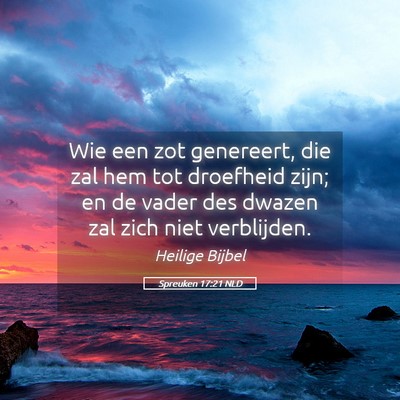 Picture 05 - Spreuken 17:21 NLD - Wie een zot genereert, die zal hem tot droefheid - Bible Verse Picture