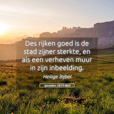 Picture 05 - Spreuken 18:11 NLD - Des rijken goed is de stad zijner sterkte, en als - Bible Verse Picture