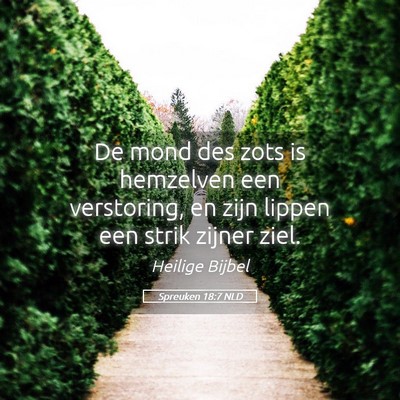 Picture 05 - Spreuken 18:7 NLD - De mond des zots is hemzelven een verstoring, en - Bible Verse Picture