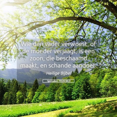 Picture 05 - Spreuken 19:26 NLD - Wie den vader verwoest, of de moeder verjaagt, is - Bible Verse Picture