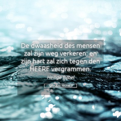 Picture 05 - Spreuken 19:3 NLD - De dwaasheid des mensen zal zijn weg verkeren; en - Bible Verse Picture
