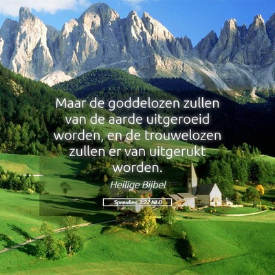 Picture 05 - Spreuken 2:22 NLD - Maar de goddelozen zullen van de aarde uitgeroeid - Bible Verse Picture