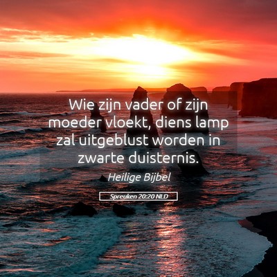 Picture 05 - Spreuken 20:20 NLD - Wie zijn vader of zijn moeder vloekt, diens lamp - Bible Verse Picture