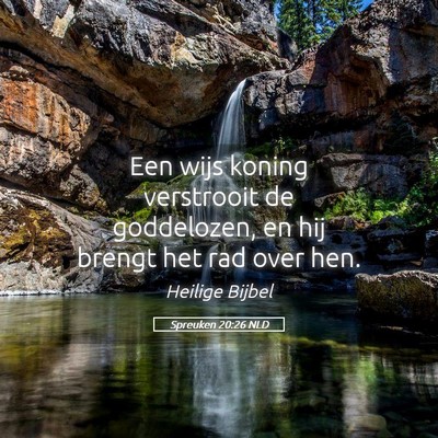 Picture 05 - Spreuken 20:26 NLD - Een wijs koning verstrooit de goddelozen, en hij - Bible Verse Picture