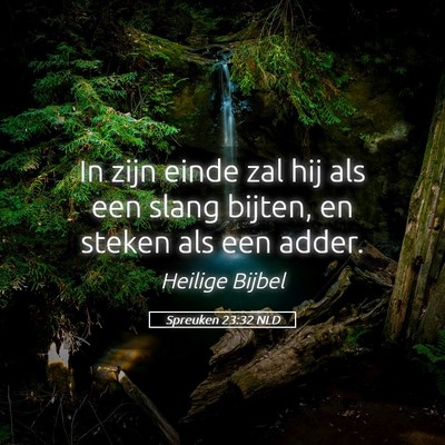 Picture 05 - Spreuken 23:32 NLD - In zijn einde zal hij als een slang bijten, en - Bible Verse Picture
