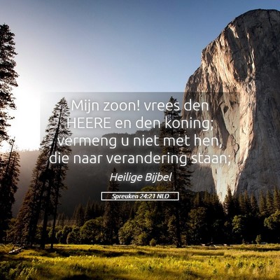 Picture 05 - Spreuken 24:21 NLD - Mijn zoon! vrees den HEERE en den koning; vermeng - Bible Verse Picture