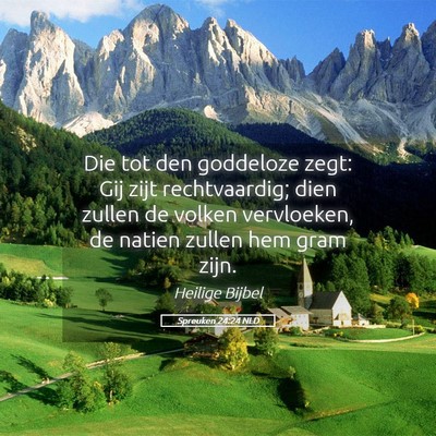 Picture 05 - Spreuken 24:24 NLD - Die tot den goddeloze zegt: Gij zijt - Bible Verse Picture