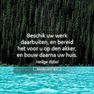 Picture 05 - Spreuken 24:27 NLD - Beschik uw werk daarbuiten, en bereid het voor u - Bible Verse Picture