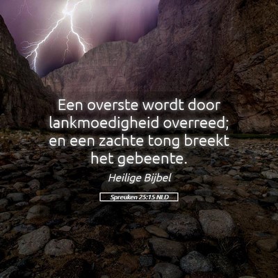 Picture 05 - Spreuken 25:15 NLD - Een overste wordt door lankmoedigheid overreed; - Bible Verse Picture