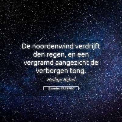 Picture 05 - Spreuken 25:23 NLD - De noordenwind verdrijft den regen, en een - Bible Verse Picture