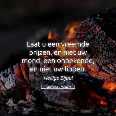 Picture 05 - Spreuken 27:2 NLD - Laat u een vreemde prijzen, en niet uw mond; een - Bible Verse Picture