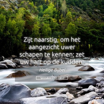 Picture 05 - Spreuken 27:23 NLD - Zijt naarstig, om het aangezicht uwer schapen te - Bible Verse Picture