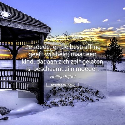 Picture 05 - Spreuken 29:15 NLD - De roede, en de bestraffing geeft wijsheid; maar - Bible Verse Picture