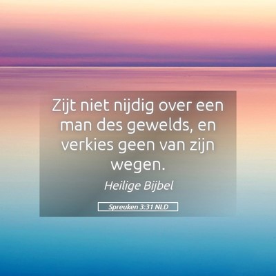 Picture 05 - Spreuken 3:31 NLD - Zijt niet nijdig over een man des gewelds, en - Bible Verse Picture