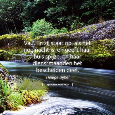 Picture 05 - Spreuken 31:15 NLD - Vau. En zij staat op, als het nog nacht is, en - Bible Verse Picture