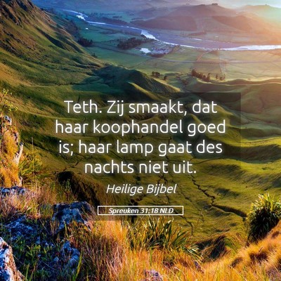 Picture 05 - Spreuken 31:18 NLD - Teth. Zij smaakt, dat haar koophandel goed is; - Bible Verse Picture