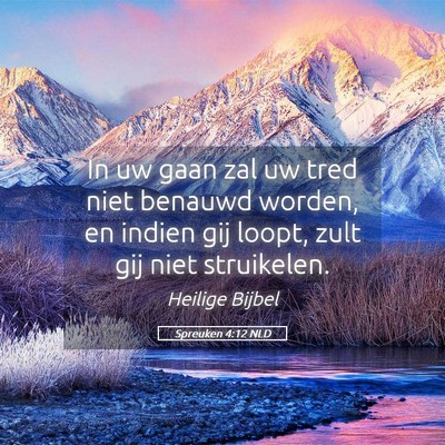 Picture 05 - Spreuken 4:12 NLD - In uw gaan zal uw tred niet benauwd worden, en - Bible Verse Picture