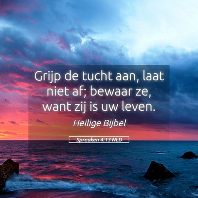 Picture 05 - Spreuken 4:13 NLD - Grijp de tucht aan, laat niet af; bewaar ze, want - Bible Verse Picture