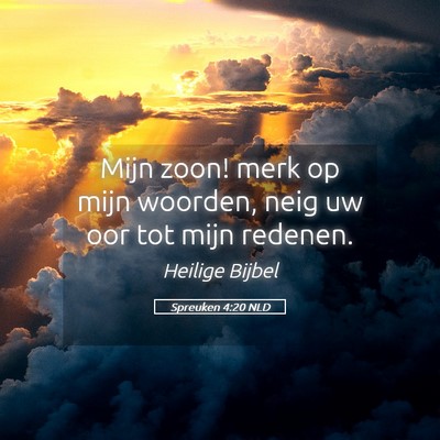 Picture 05 - Spreuken 4:20 NLD - Mijn zoon! merk op mijn woorden, neig uw oor tot - Bible Verse Picture