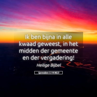 Picture 05 - Spreuken 5:14 NLD - Ik ben bijna in alle kwaad geweest, in het midden - Bible Verse Picture