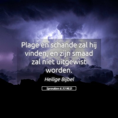 Picture 05 - Spreuken 6:33 NLD - Plage en schande zal hij vinden, en zijn smaad - Bible Verse Picture