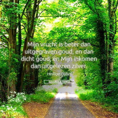 Picture 05 - Spreuken 8:19 NLD - Mijn vrucht is beter dan uitgegraven goud, en dan - Bible Verse Picture