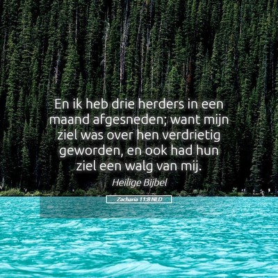 Picture 05 - Zacharia 11:8 NLD - En ik heb drie herders in een maand afgesneden; - Bible Verse Picture
