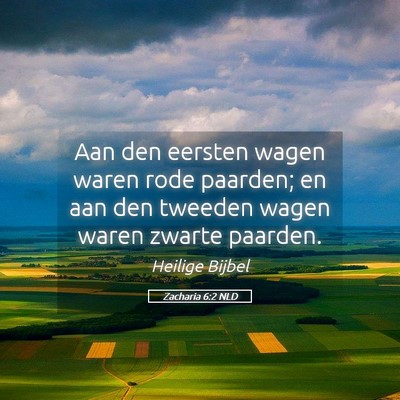 Picture 05 - Zacharia 6:2 NLD - Aan den eersten wagen waren rode paarden; en aan - Bible Verse Picture