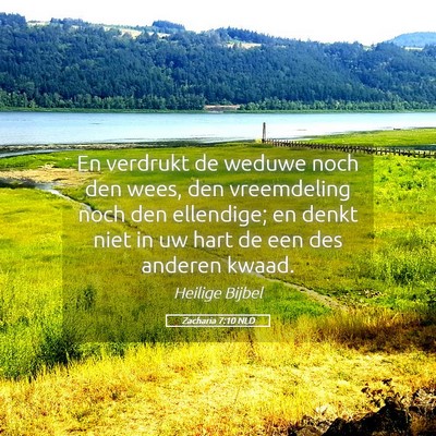 Picture 05 - Zacharia 7:10 NLD - En verdrukt de weduwe noch den wees, den - Bible Verse Picture